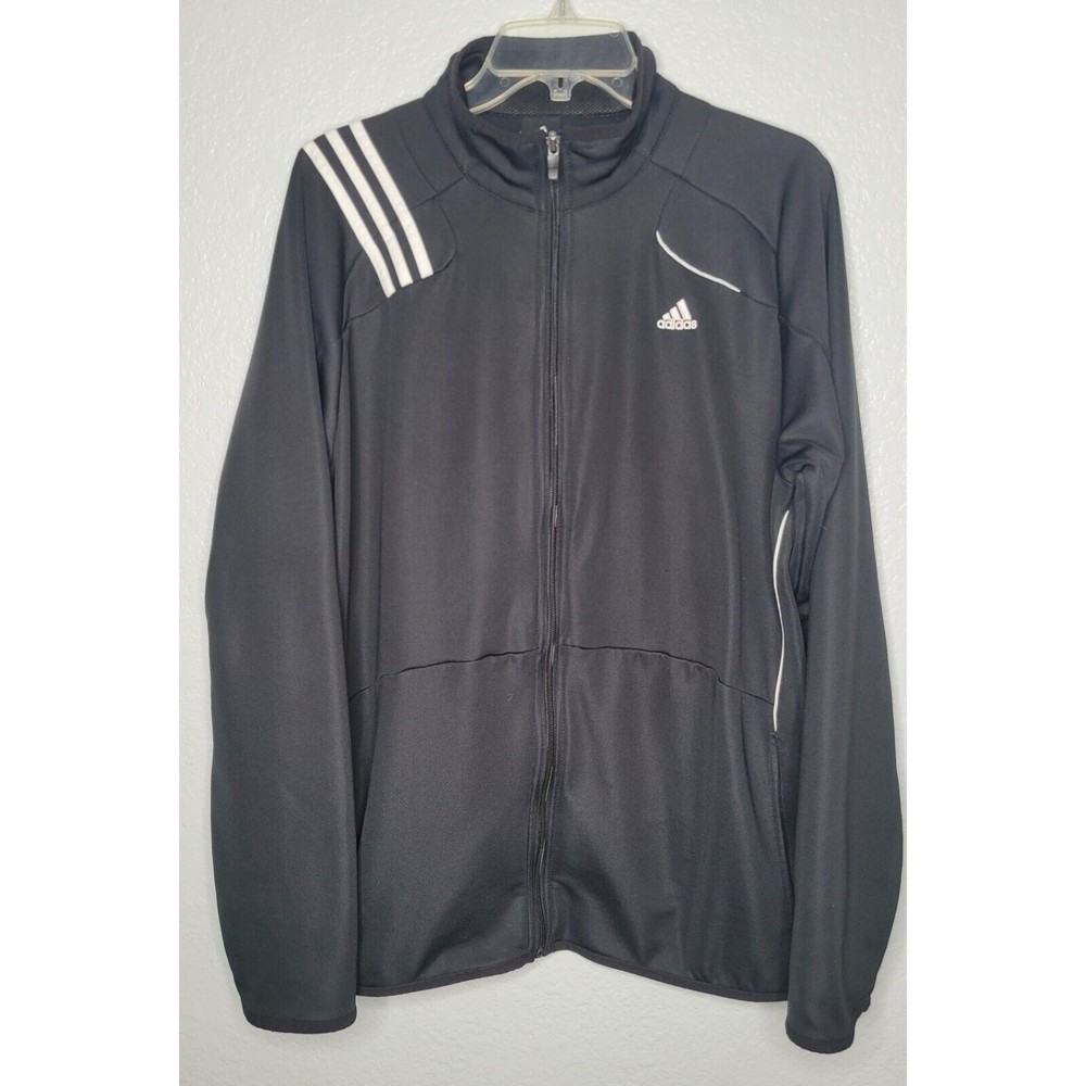 2008 Adidas Full Zip Track Warm Up Jacket Men's‎ Large Black & White Classic